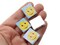 15 20mm Blue and Yellow Rectangle Wooden Happy Face Beads - Two Hole Emoji Beads